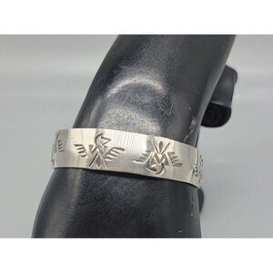 T Skies Sterling Silver Open Cuff Bracelet Native American Thunderbird SZ 6.5"